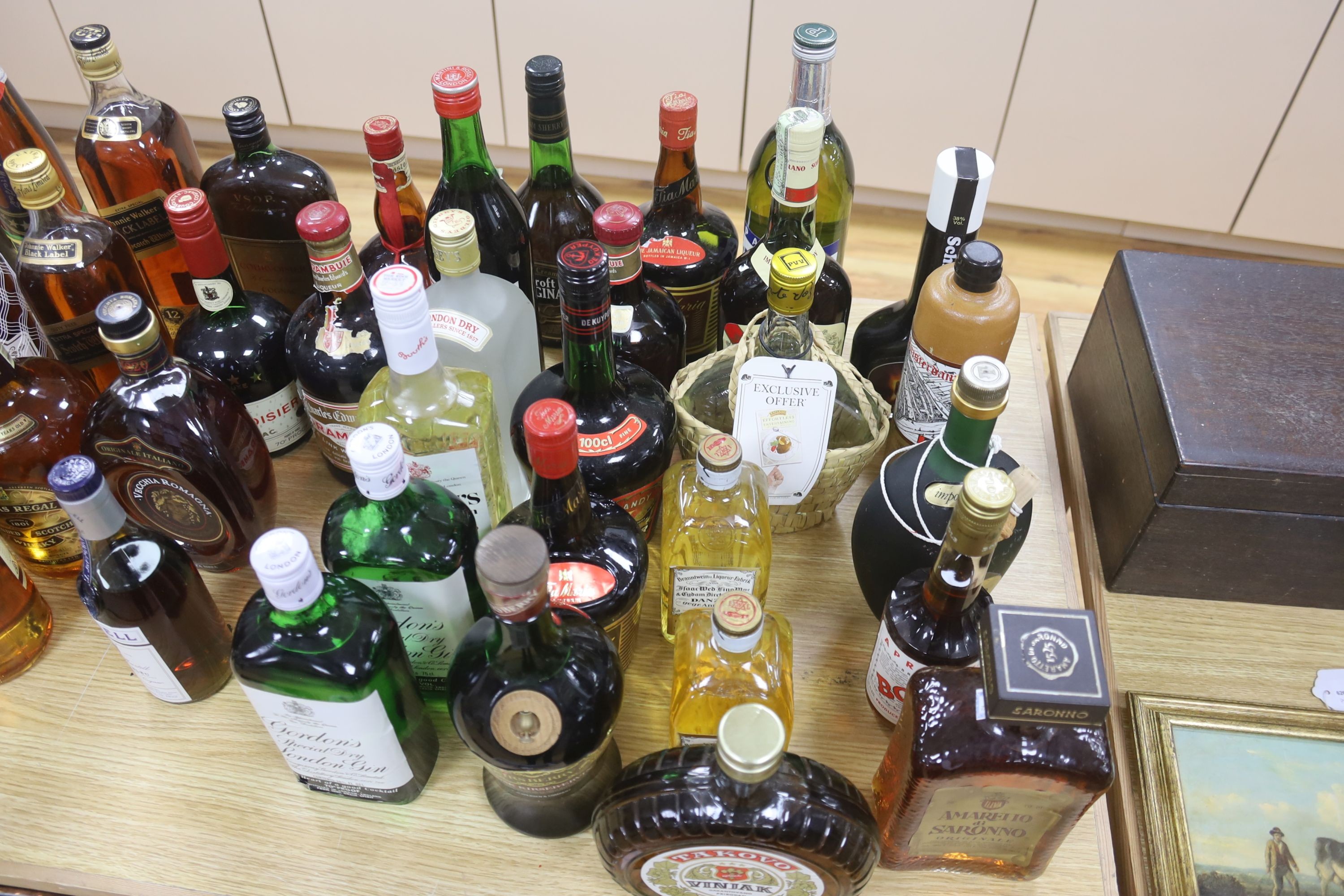 A large quantity of assorted spirits, etc., 39 bottles